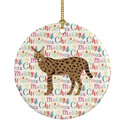 2.8 x 2.8 in. Unisex Savannah No.3 Cat Christmas Ceramic Ornament
