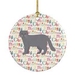 2.8 x 2.8 in. Unisex Scottish Fold No.1 Cat Christmas Ceramic Ornament