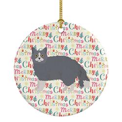 2.8 x 2.8 in. Unisex Selkirk Rex No.1 Cat Christmas Ceramic Ornament