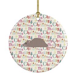 2.8 x 2.8 in. Unisex Satin Rat Christmas Ceramic Ornament
