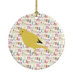 2.8 x 2.8 in. Unisex Border Canary Christmas Ceramic Ornament