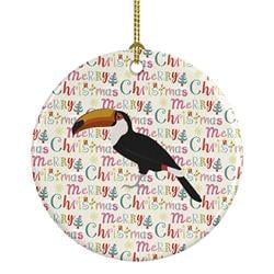2.8 x 2.8 in. Unisex Toucan Christmas Ceramic Ornament