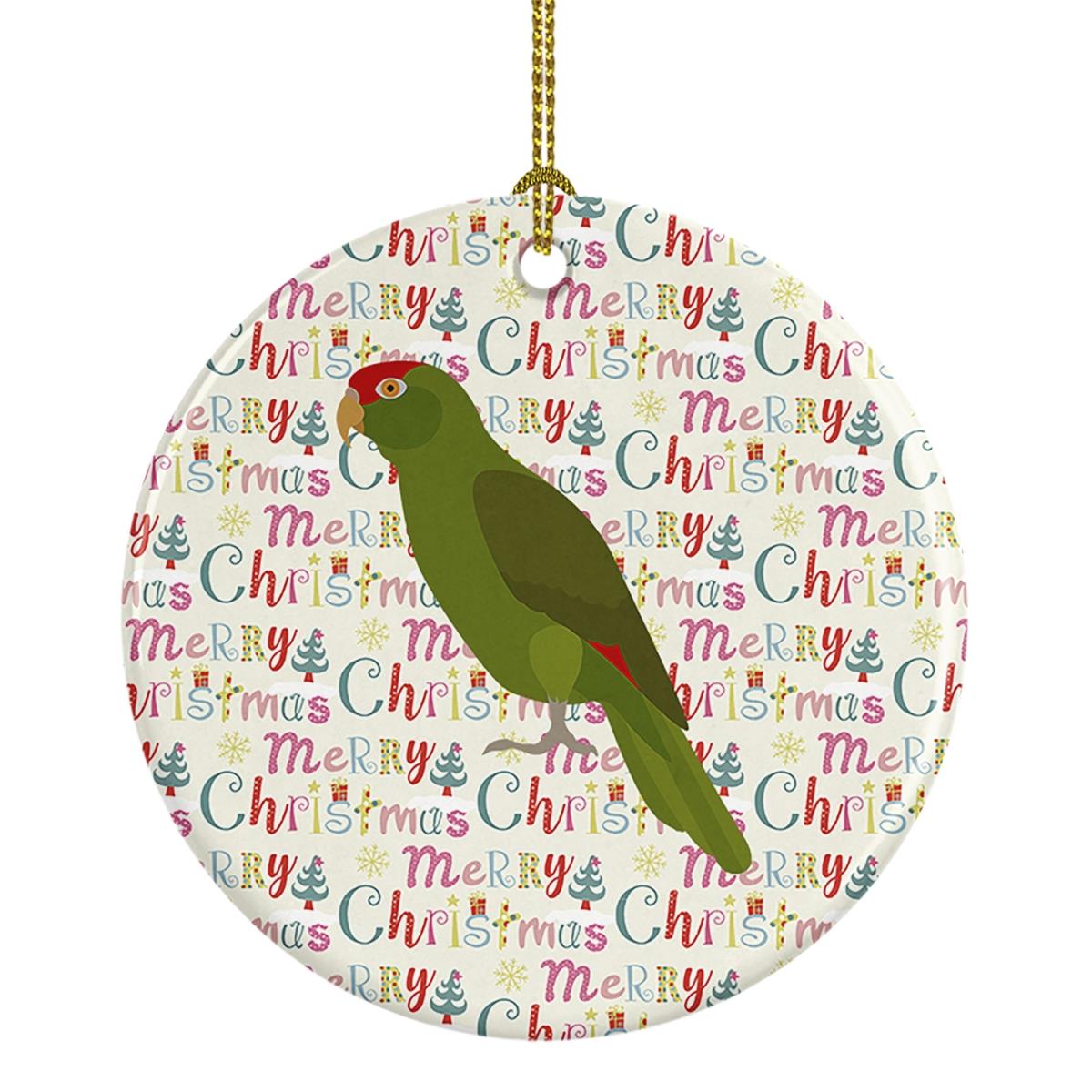 WDK2902CO1 2.8 x 2.8 in. Unisex Amazon Parrot Christmas Ceramic Ornament