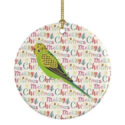 2.8 x 2.8 in. Unisex Budgerigar Christmas Ceramic Ornament