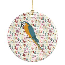 2.8 x 2.8 in. Unisex Macaw Christmas Ceramic Ornament