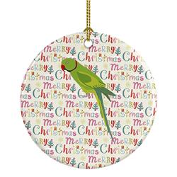 2.8 x 2.8 in. Unisex Ring-Necked Parakeet Christmas Ceramic Ornament