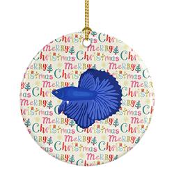 2.8 x 2.8 in. Unisex Delta Tail Betta Fish Christmas Ceramic Ornament