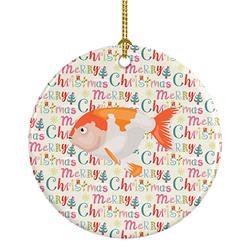 2.8 x 2.8 in. Unisex Lionhead Goldfish Christmas Ceramic Ornament