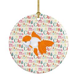 2.8 x 2.8 in. Unisex Oranda Red Cap Goldfish Christmas Ceramic Ornament