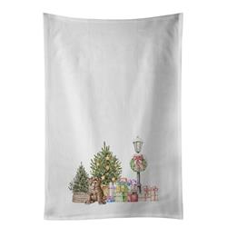 28 x 19 in. Unisex Labrador Retriever Puppy Chocolate with Christmas Wonderland White Dish Towels Kitchen Towel - Set of 2 -  CoolCookware, CO2918924