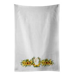 Picture of Carolines Treasures CK2955WTKT 28 x 19 in. Unisex White Collie in Sunflowers White Dish Towels Kitchen Towel - Set of 2