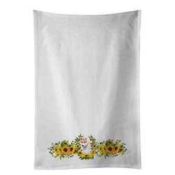 Picture of Carolines Treasures CK2847WTKT 28 x 19 in. Unisex Siberian Husky in Sunflowers White Dish Towels Kitchen Towel - Set of 2