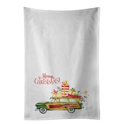 Picture of Carolines Treasures CK2439WTKT 28 x 19 in. Unisex Merry Christmas Yellow Labrador Retriever White Dish Towels Kitchen Towel - Set of 2