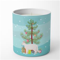 3.75 x 3.25 in. Unisex White Devon Rex Cat Merry Christmas 10 oz Decorative Soy Candle