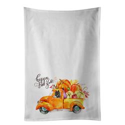 Picture of Carolines Treasures CK2611WTKT 28 x 19 in. Unisex Fall Harvest Bouvier Des Flandres White Dish Towels Kitchen Towel - Set of 2