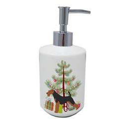 7 x 3.5 in. Unisex Airedale Terrier Merry Christmas Tree Ceramic Soap Dispenser