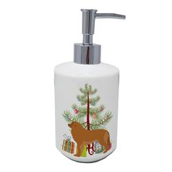 7 x 3.5 in. Unisex Leonberger Merry Christmas Tree Ceramic Soap Dispenser
