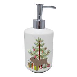 BB2983SOAP 7 x 3.5 in. Unisex Neapolitan Mastiff Merry Christmas Tree Ceramic Soap Dispenser