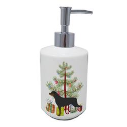 7 x 3.5 in. Unisex Rottweiler Merry Christmas Tree Ceramic Soap Dispenser