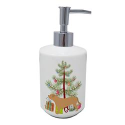7 x 3.5 in. Unisex Dogue de Bordeaux Merry Christmas Tree Ceramic Soap Dispenser