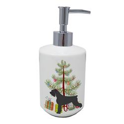 BB2991SOAP 7 x 3.5 in. Unisex Giant Schnauzer Merry Christmas Tree Ceramic Soap Dispenser
