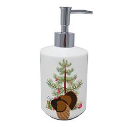 7 x 3.5 in. Unisex Bronze Turkey Christmas Ceramic Soap Dispenser, Teal