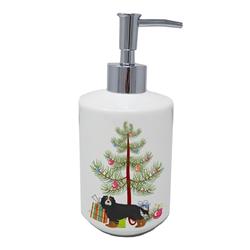 7 x 3.5 in. Unisex Cavalier King Charles Spaniel Tricolor Christmas Tree Ceramic Soap Dispenser