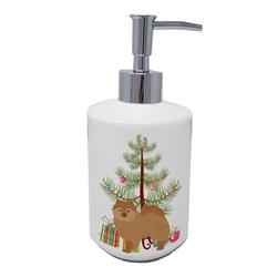 7 x 3.5 in. Unisex German Spitz Christmas Tree Ceramic Soap Dispenser