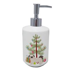 7 x 3.5 in. Unisex Pekeapoo Christmas Tree Ceramic Soap Dispenser