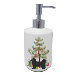 7 x 3.5 in. Unisex Black Pekeapoo Christmas Tree Ceramic Soap Dispenser
