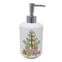 7 x 3.5 in. Unisex Tan Pomchi Christmas Tree Ceramic Soap Dispenser