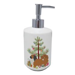 7 x 3.5 in. Unisex Pekingese Merry Christmas Tree Ceramic Soap Dispenser