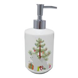 7 x 3.5 in. Unisex Bichon Frise Merry Christmas Tree Ceramic Soap Dispenser