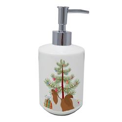 7 x 3.5 in. Unisex Shih Tzu Merry Christmas Tree Ceramic Soap Dispenser