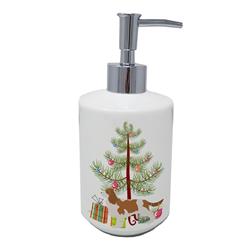 BB2967SOAP 7 x 3.5 in. Unisex Cavalier King Charles Spaniel Merry Christmas Tree Ceramic Soap Dispenser -  Carolines Treasures