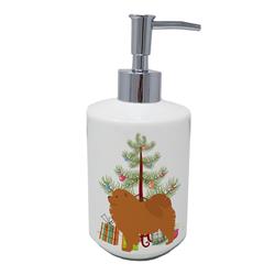 7 x 3.5 in. Unisex Chow Chow Merry Christmas Tree Ceramic Soap Dispenser