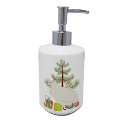 7 x 3.5 in. Unisex Texas Quail Christmas Ceramic Soap Dispenser, Teal