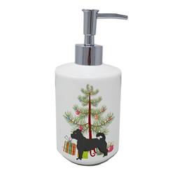 7 x 3.5 in. Unisex Black Chug Christmas Tree Ceramic Soap Dispenser
