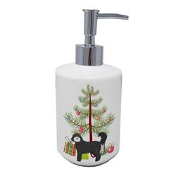 7 x 3.5 in. Unisex Black Cockapoo Christmas Tree Ceramic Soap Dispenser
