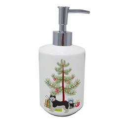 7 x 3.5 in. Unisex Corgi Husky Mix No.2 Christmas Tree Ceramic Soap Dispenser
