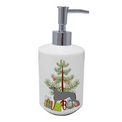 BB2914SOAP 7 x 3.5 in. Unisex Scottish Deerhound Merry Christmas Tree Ceramic Soap Dispenser