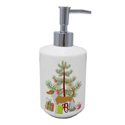 7 x 3.5 in. Unisex American Foxhound Merry Christmas Tree Ceramic Soap Dispenser