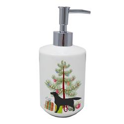 7 x 3.5 in. Unisex Black Labrador Retriever Merry Christmas Tree Ceramic Soap Dispenser