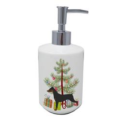 7 x 3.5 in. Unisex German Pinscher Merry Christmas Tree Ceramic Soap Dispenser