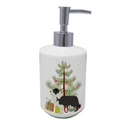 7 x 3.5 in. Unisex Black Border Collie Merry Christmas Tree Ceramic Soap Dispenser
