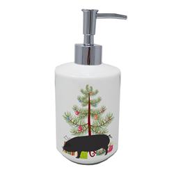7 x 3.5 in. Unisex Devon Large Black Pig Christmas Ceramic Soap Dispenser, Teal