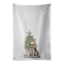 CK8240WTKT 28 x 19 in. Unisex Labrador Retriever Black Puppy Christmas Presents & Tree White Dish Towels Kitchen Towel - Set of 2 -  Carolines Treasures