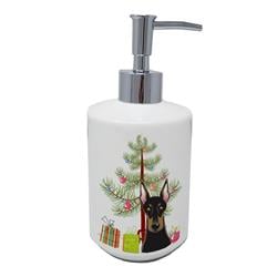 7 x 3.5 in. Unisex Christmas Tree & Doberman Ceramic Soap Dispenser