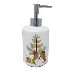 7 x 3.5 in. Unisex Christmas Tree & Papillon Ceramic Soap Dispenser