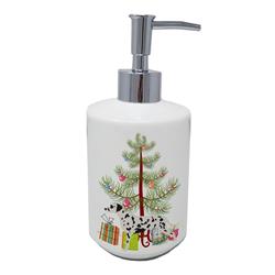 7 x 3.5 in. Unisex Dalmatian Merry Christmas Tree Ceramic Soap Dispenser